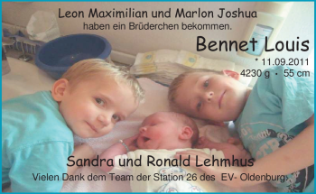 Babyanzeige von Bennet Louis  von Nordwest-Zeitung