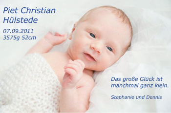 Babyanzeige von Piet Christian Hülstede von Nordwest-Zeitung