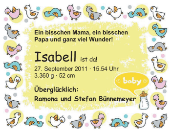 Babyanzeige von Isabell  von Nordwest-Zeitung