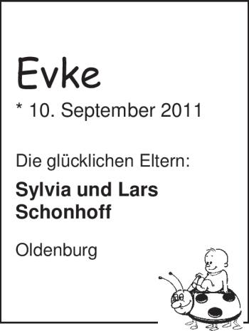 Babyanzeige von Evke  von Nordwest-Zeitung