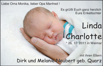 Babyanzeige von Linda Charlotte Neubert von Nordwest-Zeitung