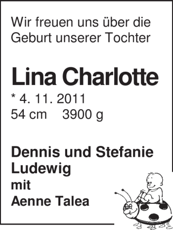 Babyanzeige von Lina Charlotte  von Nordwest-Zeitung