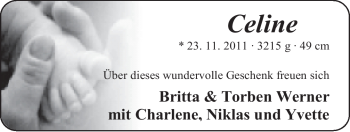 Babyanzeige von Celine  von Nordwest-Zeitung