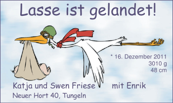 Babyanzeige von Lasse Friese von Nordwest-Zeitung