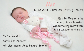Babyanzeige von Mia  von Nordwest-Zeitung