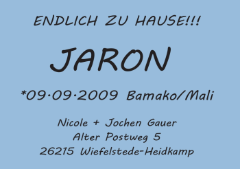 Babyanzeige von Jaron  von Nordwest-Zeitung