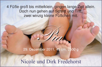 Babyanzeige von Pia  von Nordwest-Zeitung