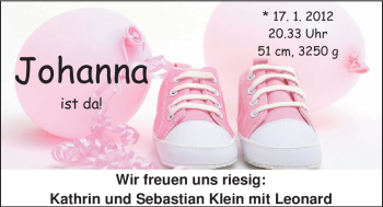 Babyanzeige von Johanna  von Nordwest-Zeitung