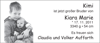 Babyanzeige von Kiara Marie  von Nordwest-Zeitung