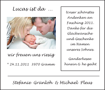 Babyanzeige von Lucas  von Nordwest-Zeitung