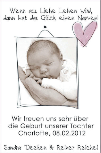 Babyanzeige von Charlotte  von Nordwest-Zeitung