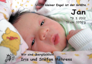 Babyanzeige von Jan  von Nordwest-Zeitung