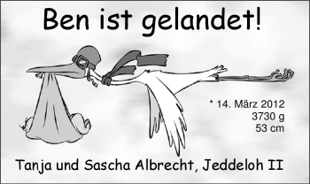 Babyanzeige von Ben Albrecht von Nordwest-Zeitung