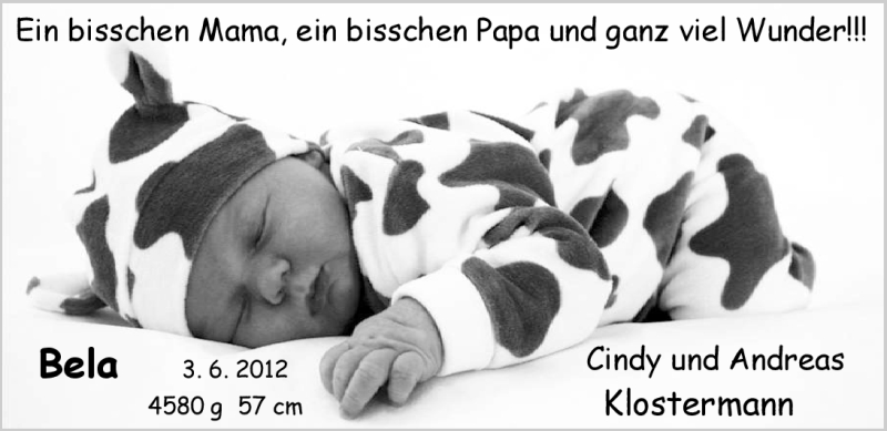 Anzeige für Bela Klostermann vom 16.06.2012 aus Nordwest-Zeitung