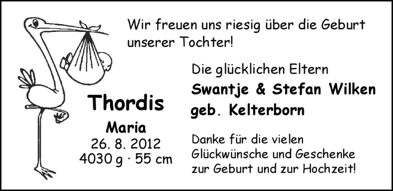 Anzeige für Thordis Wilken vom 29.09.2012 aus Nordwest-Zeitung