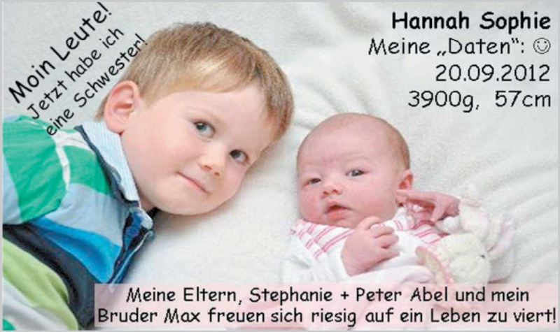 Anzeige für Hannah Sophie Abel vom 06.10.2012 aus Nordwest-Zeitung