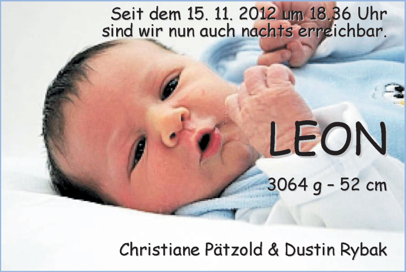 Anzeige für Leon  vom 15.12.2012 aus Nordwest-Zeitung