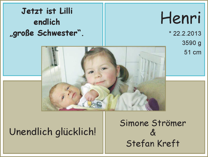 Anzeige für Henri  vom 27.04.2013 aus Nordwest-Zeitung