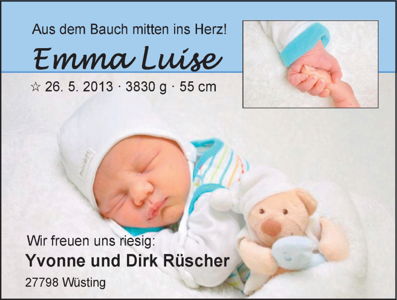 Anzeige für Emma Luise  vom 15.06.2013 aus Nordwest-Zeitung