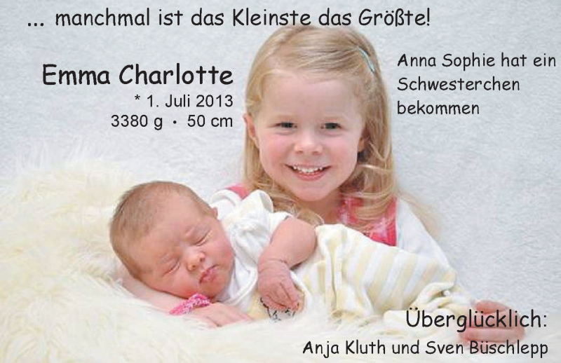 Anzeige für Emma Charlotte  vom 13.07.2013 aus Nordwest-Zeitung