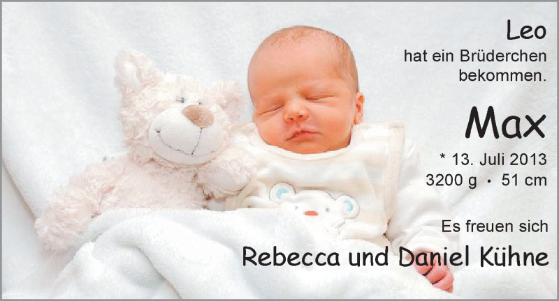 Anzeige für Max Kühne vom 10.08.2013 aus Nordwest-Zeitung