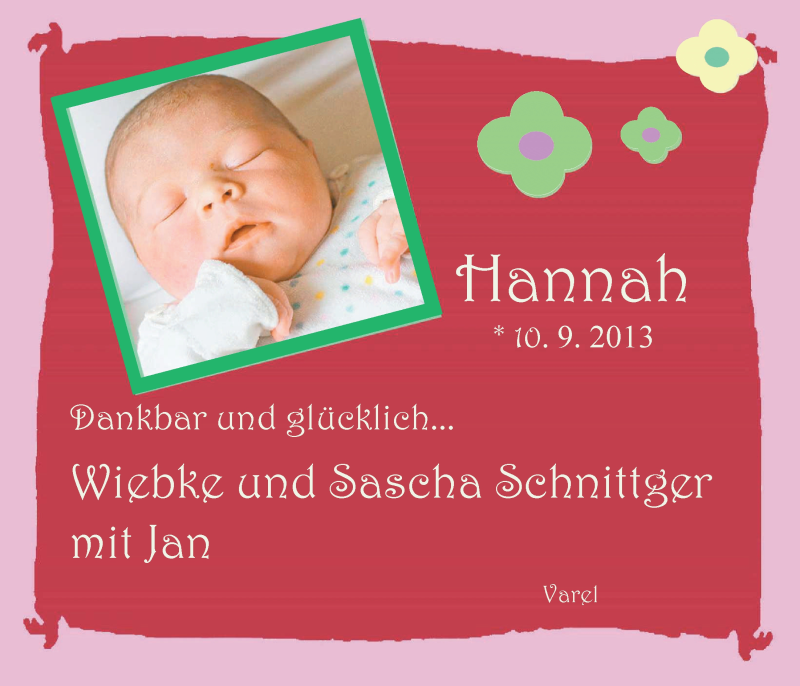 Anzeige für Hanna Schnittger vom 14.09.2013 aus Nordwest-Zeitung