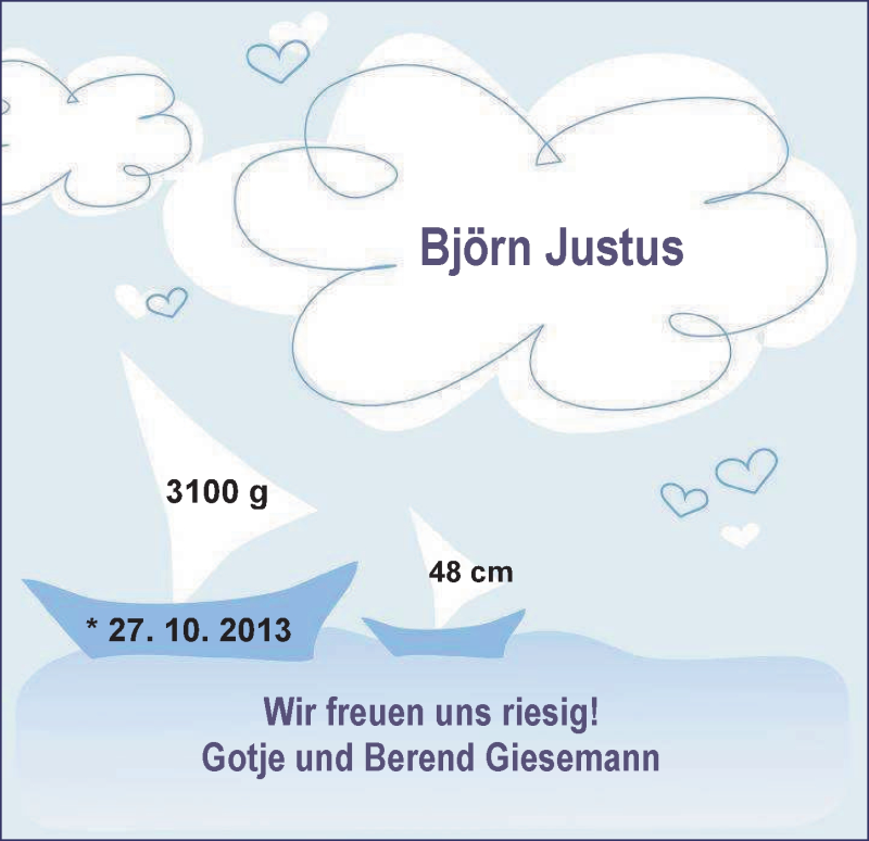 Anzeige für Björn Justus Giesemann vom 09.11.2013 aus Nordwest-Zeitung