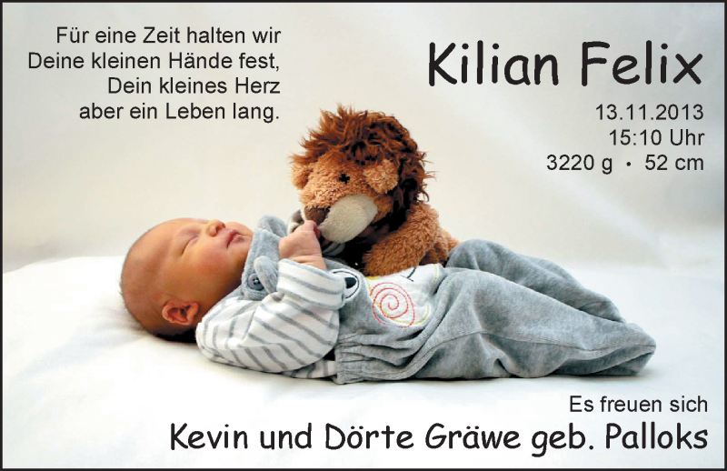 Anzeige für Kilian Felix Gräwe vom 21.12.2013 aus Nordwest-Zeitung