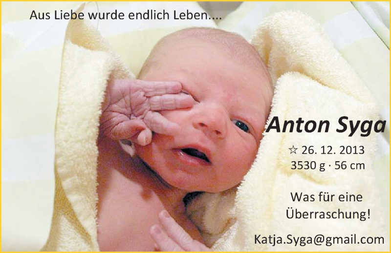 Anzeige für Anton  vom 28.12.2013 aus Nordwest-Zeitung