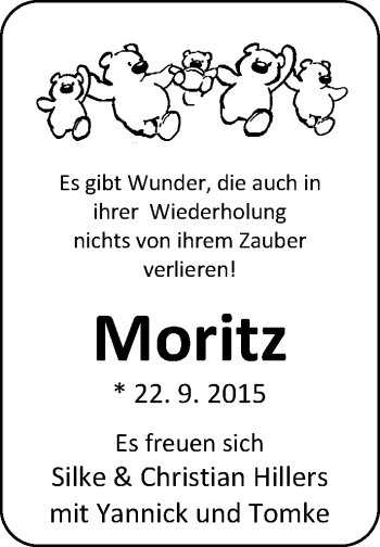 Babyanzeige von Moritz  von Nordwest-Zeitung
