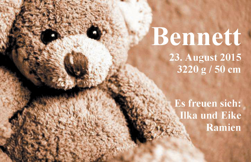Anzeige für Bennett Ramien vom 05.09.2015 aus Nordwest-Zeitung