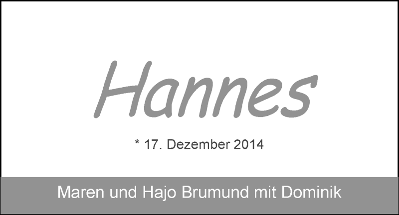 Anzeige für Hannes Brumund vom 03.01.2015 aus Nordwest-Zeitung