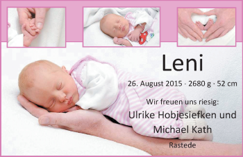 Babyanzeige von Leni  von Nordwest-Zeitung