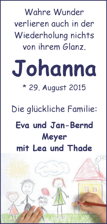 Babyanzeige von Johanna  von Nordwest-Zeitung
