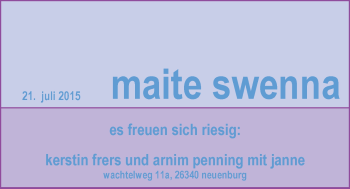 Babyanzeige von Maite Swenna  von Nordwest-Zeitung