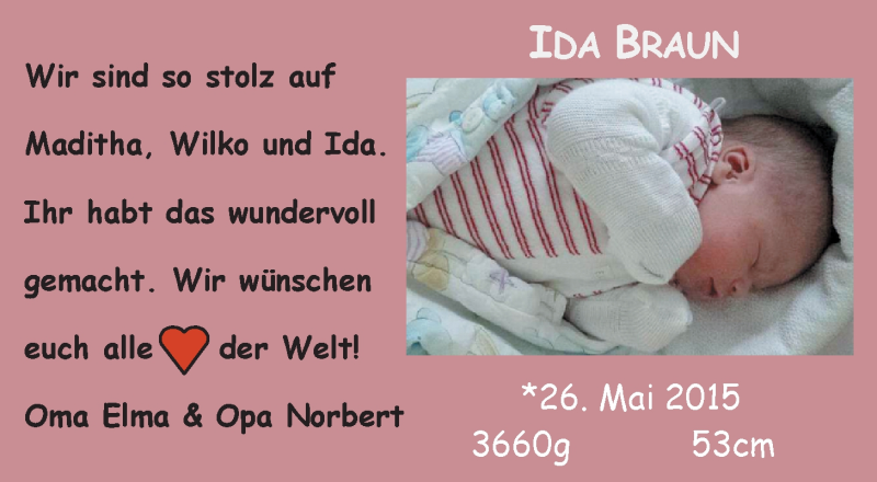 Anzeige für Ida Braun vom 03.06.2015 aus Nordwest-Zeitung
