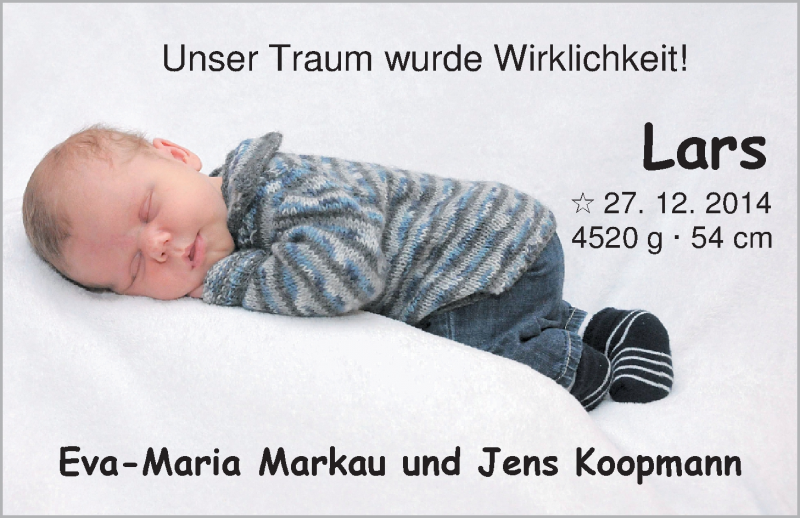 Anzeige für Lars Koopmann vom 31.01.2015 aus Nordwest-Zeitung