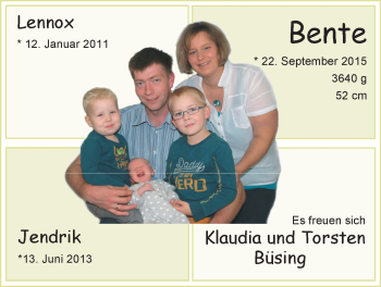 Babyanzeige von Bente  von Nordwest-Zeitung