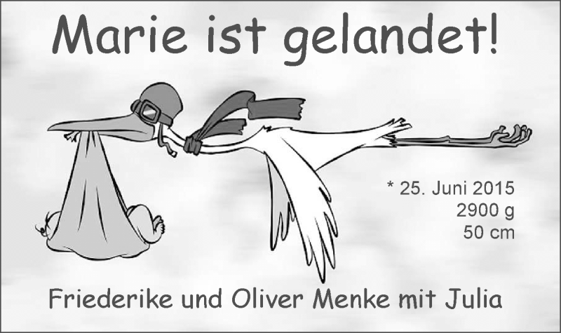 Anzeige für Marie Menke vom 11.07.2015 aus Nordwest-Zeitung