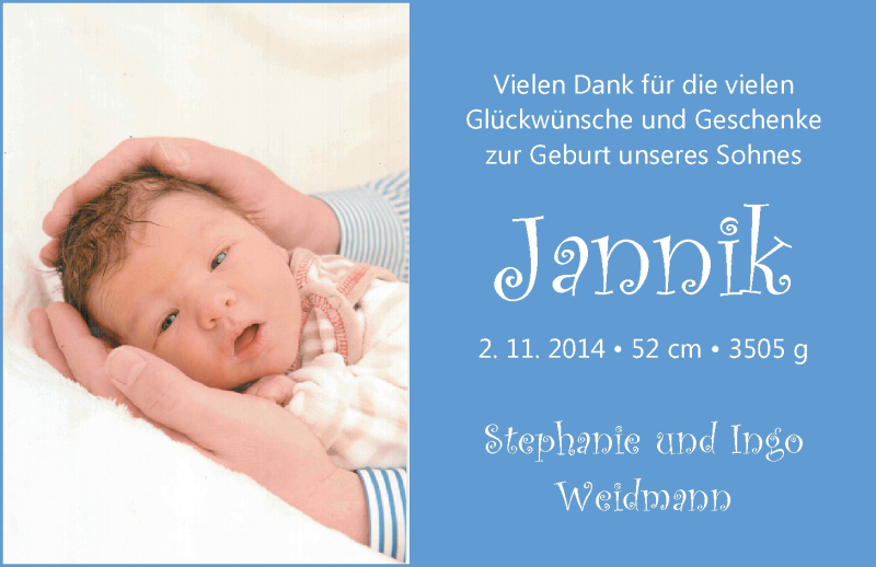 Anzeige für Jannik Weidmann vom 20.12.2014 aus Nordwest-Zeitung