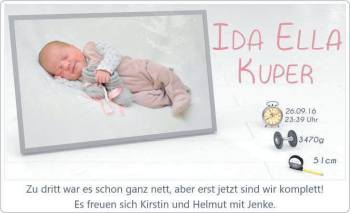 Babyanzeige von Ida Ella Kuper von Nordwest-Zeitung
