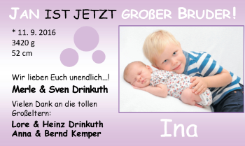 Babyanzeige von Ina Drinkuth von Nordwest-Zeitung