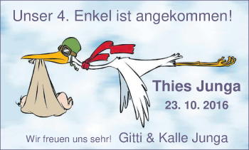 Babyanzeige von Thies Junga von Nordwest-Zeitung