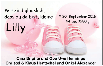 Babyanzeige von Lilly Hennings von Nordwest-Zeitung