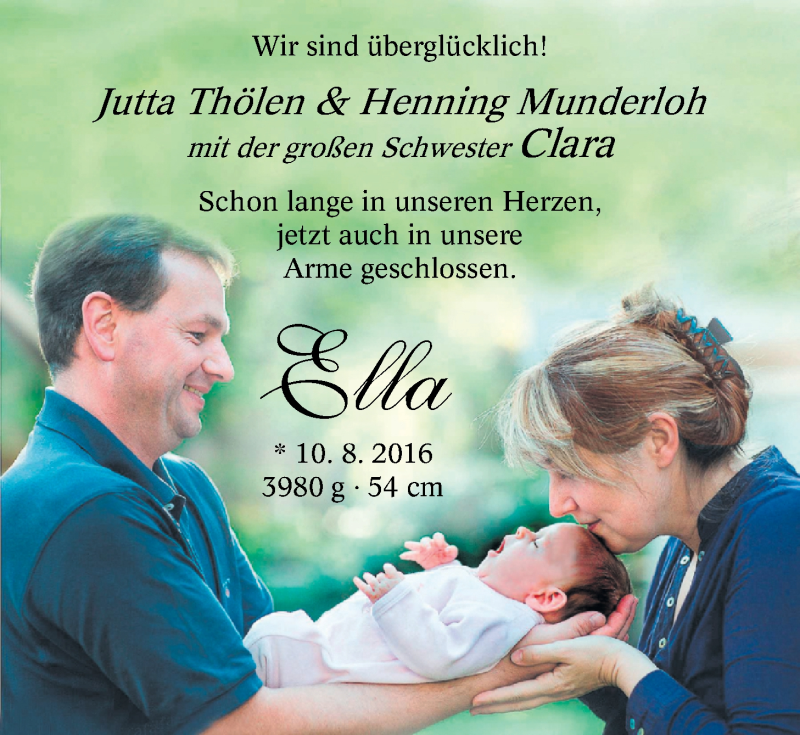 Anzeige für Ella  vom 12.11.2016 aus Nordwest-Zeitung