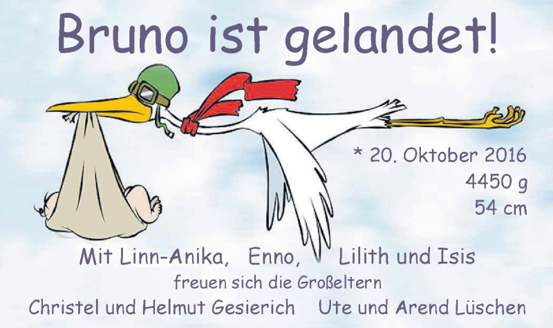 Anzeige für Bruno  vom 05.11.2016 aus Nordwest-Zeitung