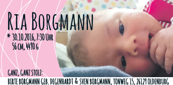 Babyanzeige von Ria Borgmann von Nordwest-Zeitung