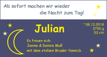 Babyanzeige von Julian Mull von Nordwest-Zeitung