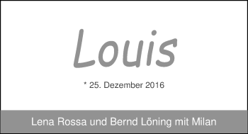Babyanzeige von Louis  von Nordwest-Zeitung