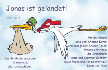 Babyanzeige von Jonas Göpfert von Nordwest-Zeitung